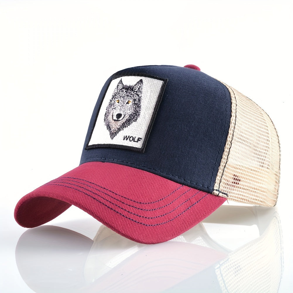 Animal Caps Trucker Hat Men Black Baseball Cap Women White Baseball Cap Men Wolf Trucker Cap Breathable Mesh Summer Baseball Caps Men'S & Women'S Wolf Embroidery Snapback Trucker Hat Fitted Outdoor Sports Adjustable Cap Gorra