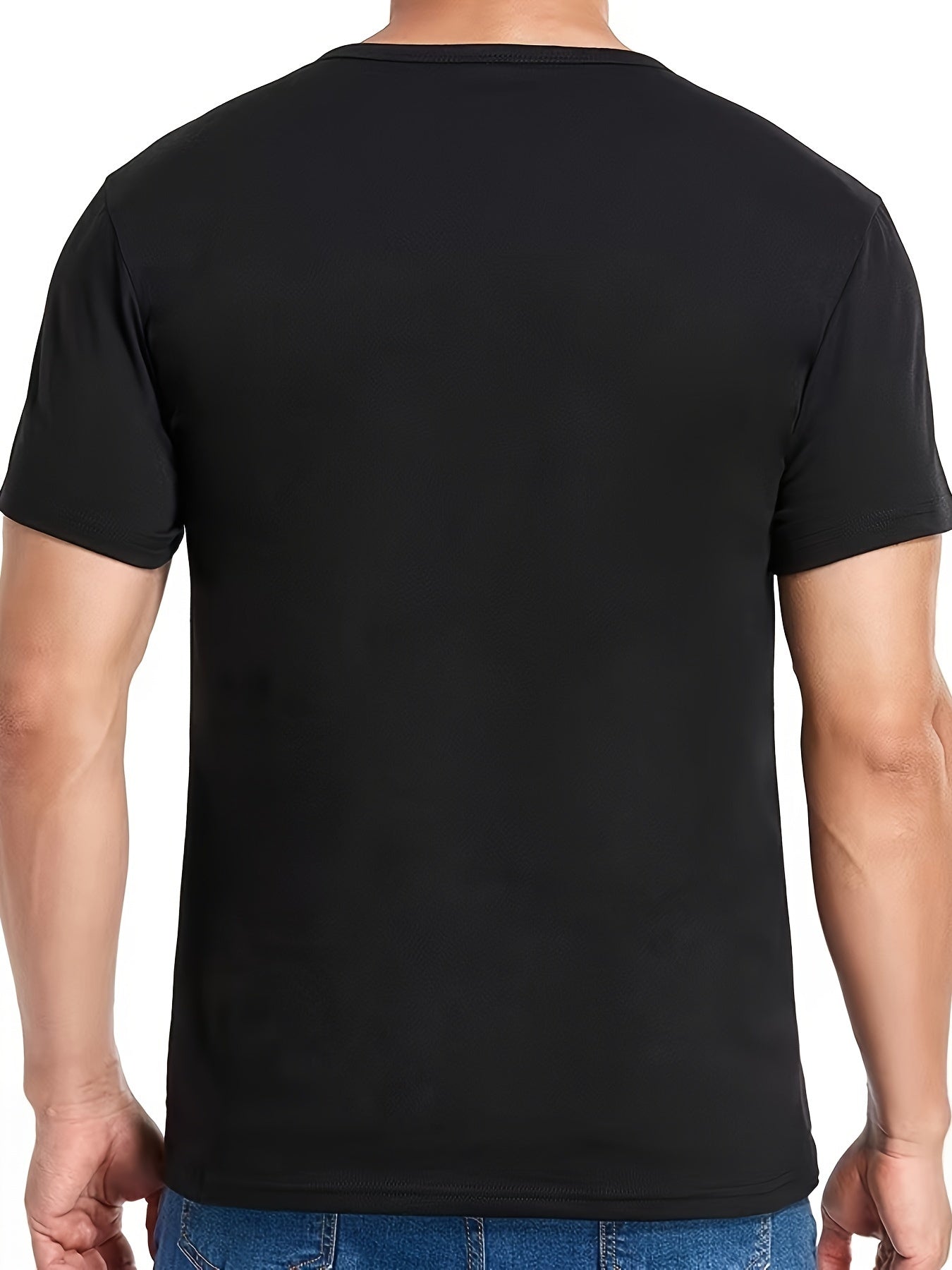 Trendy Letters Print Men's Athletic V-Neck Henley T-Shirt - Short Sleeve Casual Workout Top For Spring Summer Fitness Holiday