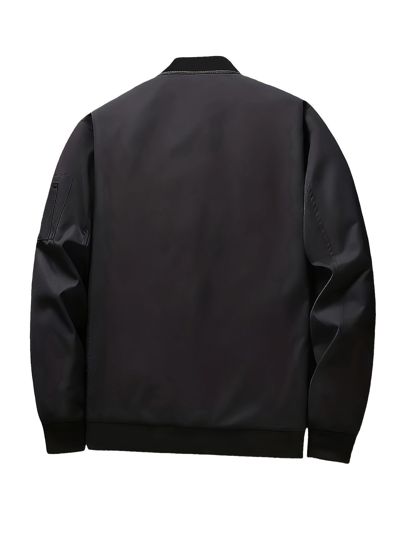 Men'S Casual Bomber Jacket - Maroon Zip-Up Baseball Coat with Black Trim, Long Sleeves, and Front Pockets for Casual Attire, Casual Outerwear | Stylish Casual Jacket | Polyester Lining