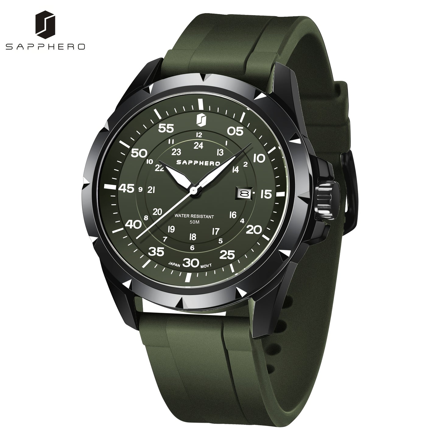 SAPPHERO Men's Luxury Watch - Stainless Steel Case & Band, 50m Waterproof, Analog Display with Date Window, Everyday & Formal Watch for Swimming, Business, Gifts - Affordable Luxury Wristwatch, Business Wristwatch, Sporty Ele