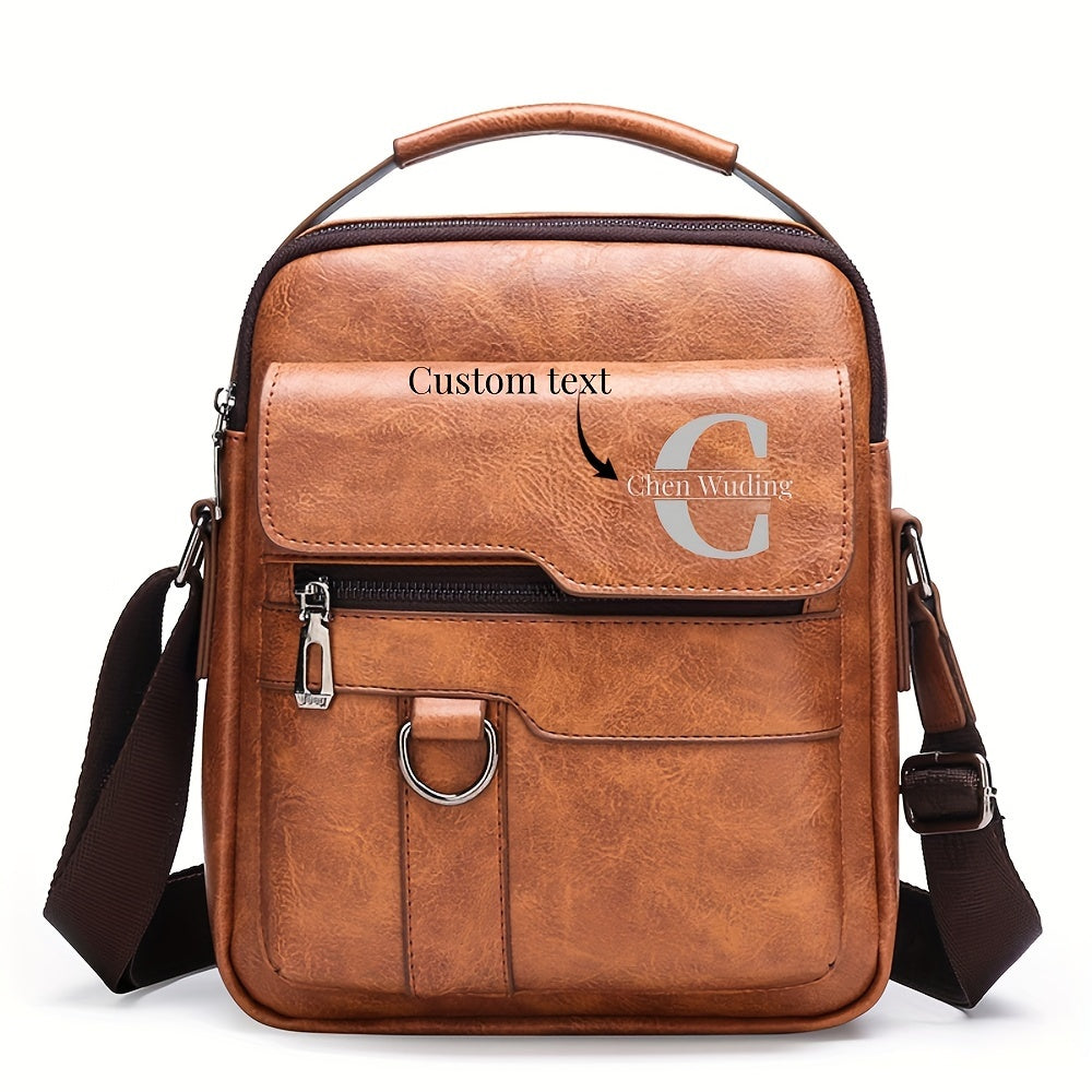 Personalized 26-Letter Men's Shoulder Bag DIY Casual Business Crossbody Vertical Handbag Christmas Father's Day Valentine's Day Thanksgiving Gift