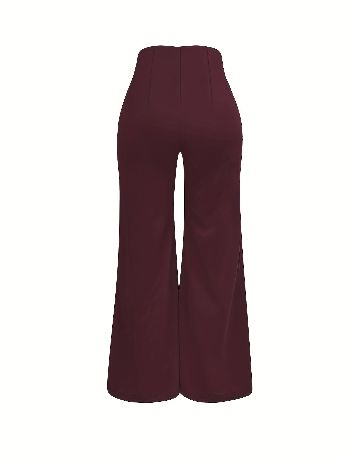 Elegant Double-Breasted Waistband Casual Pants, Solid Color, Polyester, Machine Washable - All Seasons, Queen Style, High-Grade Design