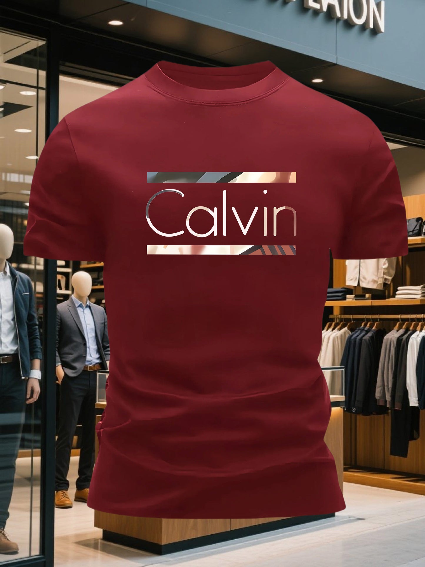 Men'S Bright Pink CALVI Graphic T-Shirt - Soft Breathable 100% Cotton Crewneck Tee, Everyday Casual Shirt for Office, Outings & Gym - Minimalist Modern Top, Comfortable Clothing, Stylish Letter Print, Durable Fabric, Short Sl