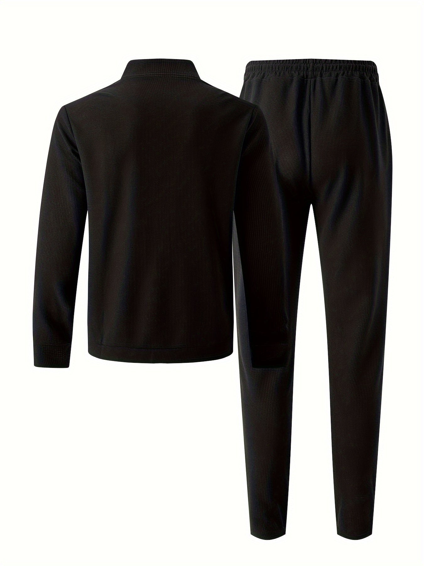 Baseball Collar Jacket and Pants Set in Waffle Fabric