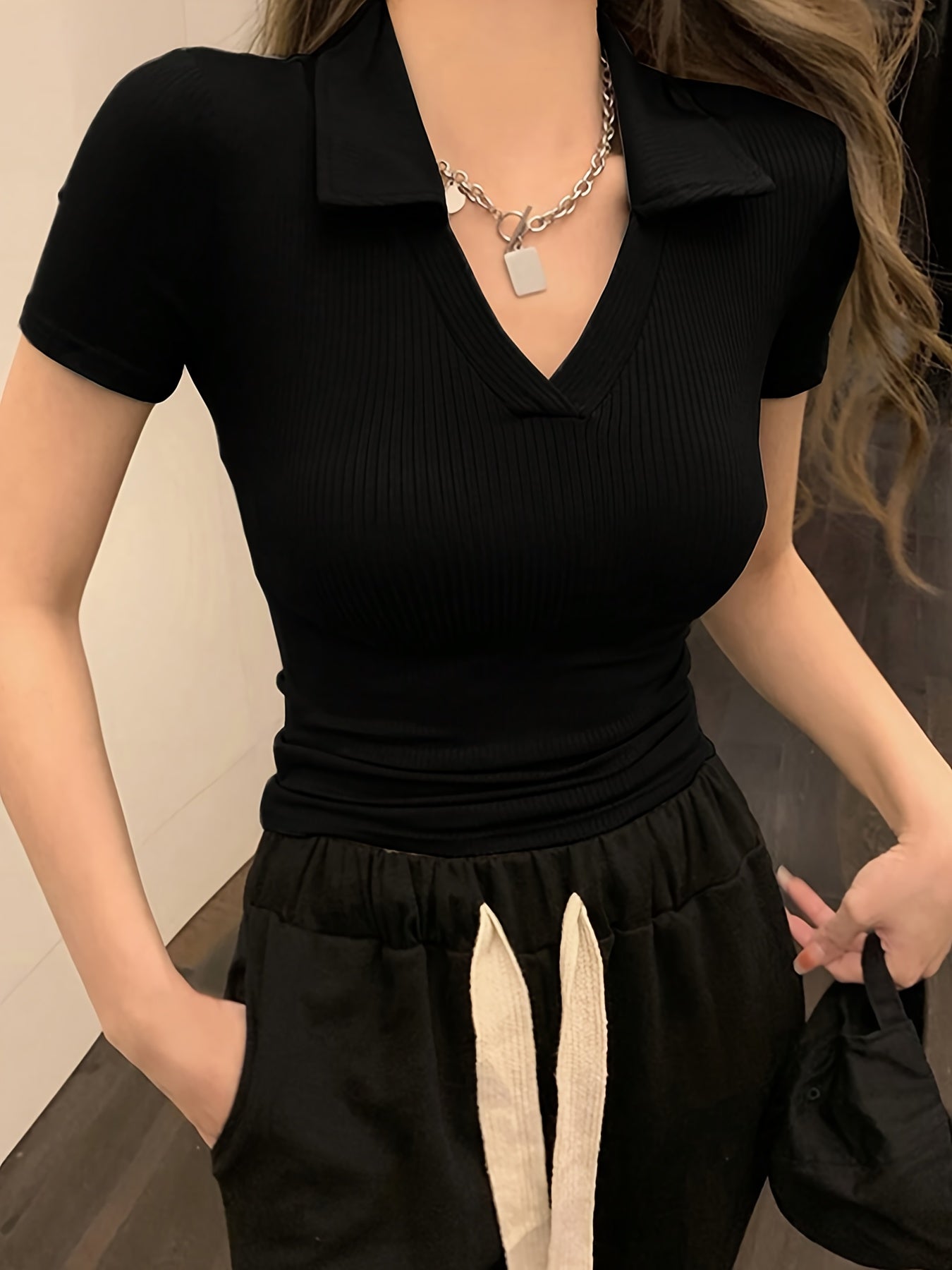 OM207 Women's Slim Fit Short Sleeve Shirt, Solid Color