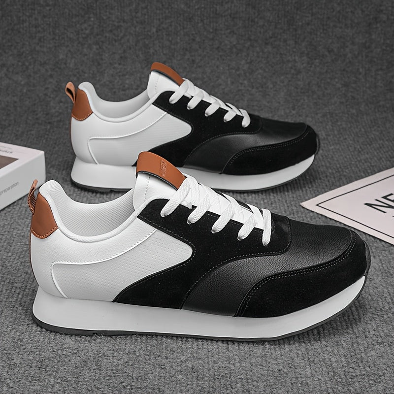 Men'S Breathable Athletic Sneakers - Lightweight, Soft, Non-Slip Running Shoes with EVA Sole for Sports, Travel & Casual Wear - White & Brown Two-Tone Design, Lace-Up Low Tops, All-Season Comfort, Sports Footwear, Sleek Sport