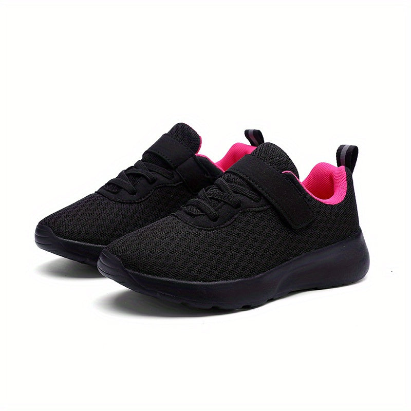 Girls' Fashionable Mesh Running Footwear, Casual Athletic Style, 28-40 Sizes, Magenta Accent, EVA Sole, PU Insole, for Spring/Fall