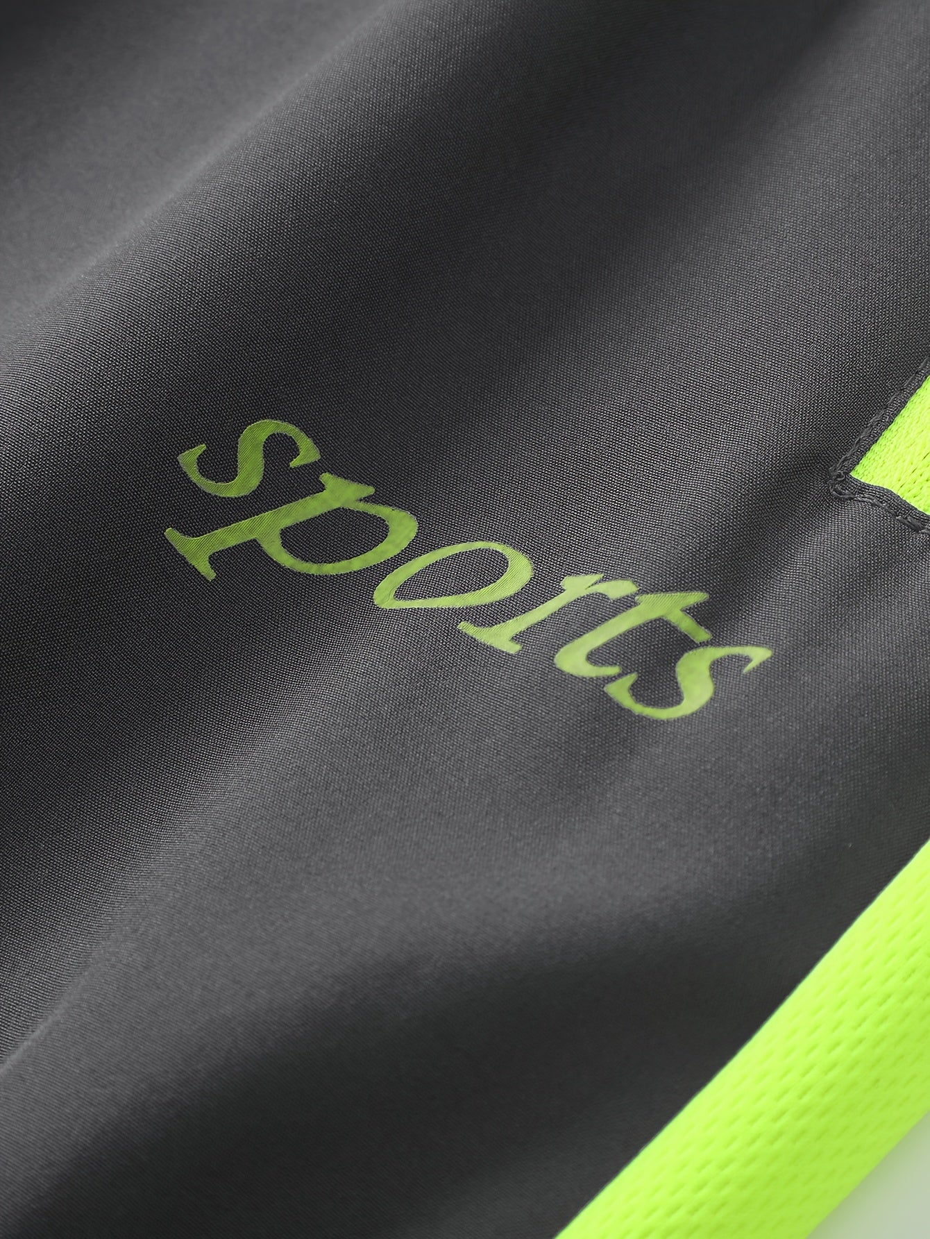 Men's Two-Tone Spliced Jacket and Pants Set in Fluorescent Green with 'Sports' Letter Print, Eye-Catching Fashion Design, Comfortable Soft Fabric, Essential Outfit for Home or Outdoor Wear TZ8030