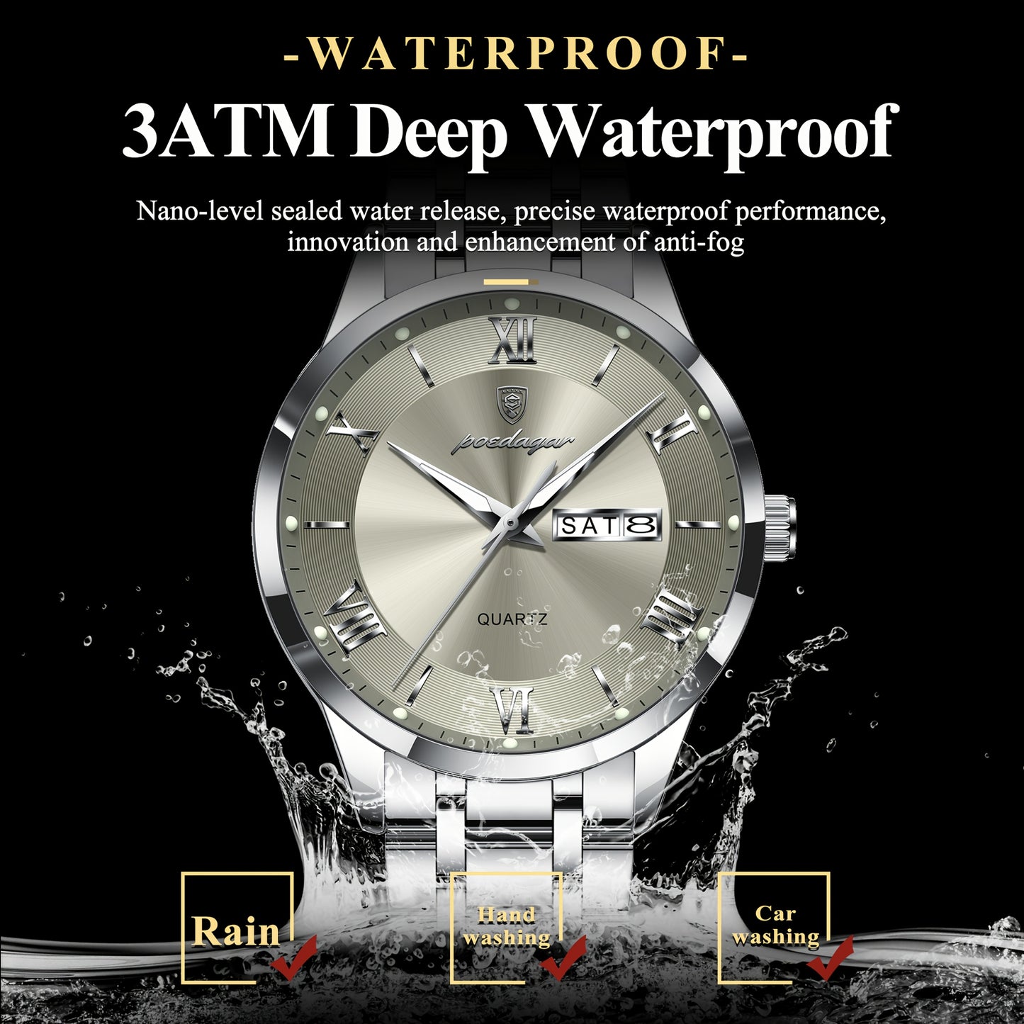 POEDAGAR new trend leisure elegant simple ladies watch new design luminous calendar stainless steel quartz lady wristwatch.