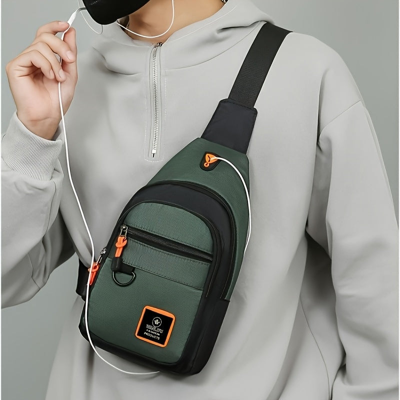 Stylish Men's chest bag with lightweight canvas material, available in black, gray, and blue. Fashionable casual waist pack for outdoor sports, perfect as a gift for men