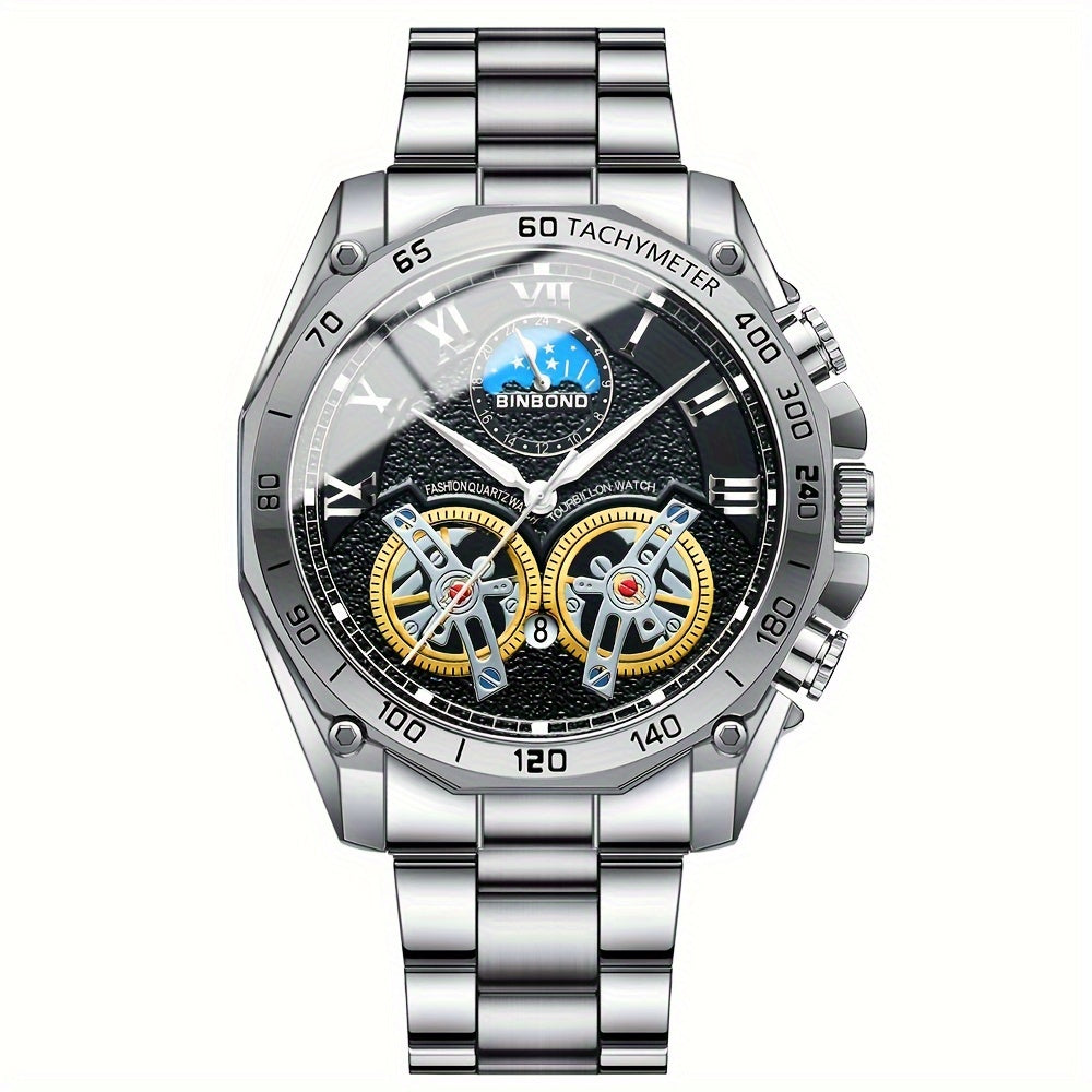 Double Tourbillon Watch Men's Hollow Mechanical Watch Multifunctional Fashion Luminous Wristwatch