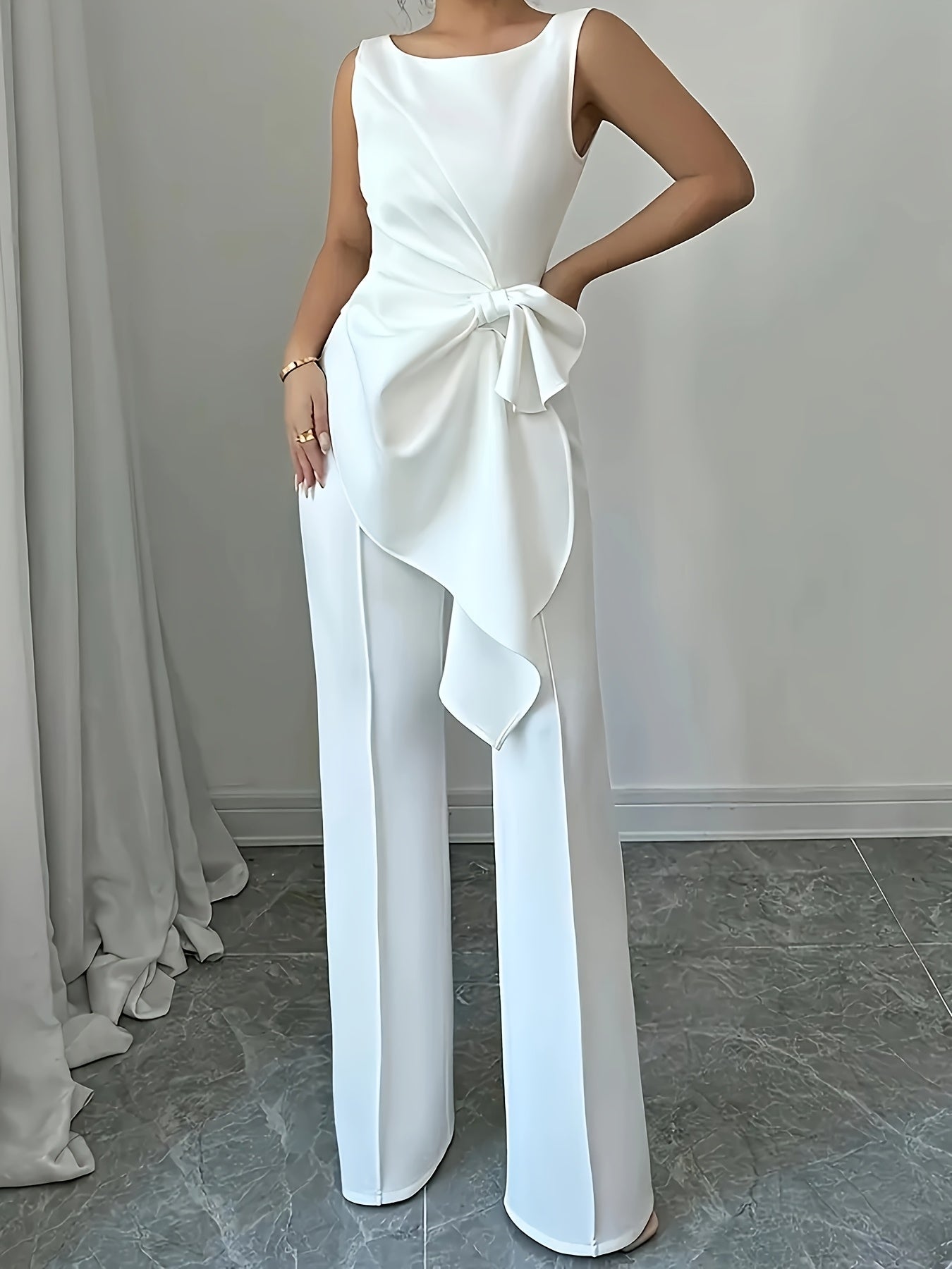 OM307B Elegant Women's Vest and Pants Set - Stylish Casual Elegance