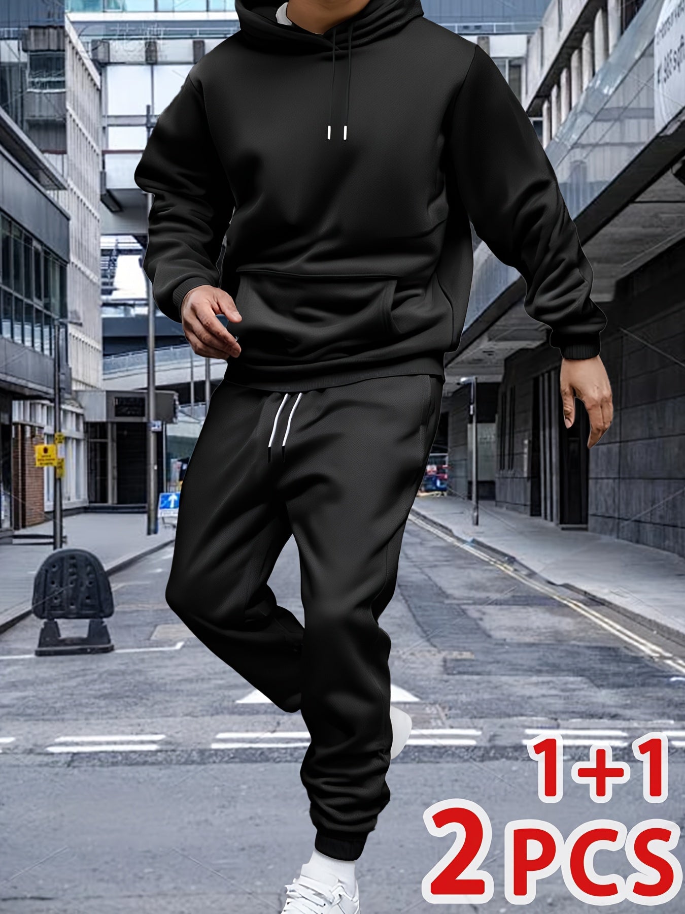 Men'S Autumn And Winter Two-Piece Suit, 1 Hooded Sweatshirt And 1 Pair of Casual Sweatpants, Loose Version, Comfortable to Wear, Very Suitable for Autumn And Winter Sports And Leisure Running Wear
