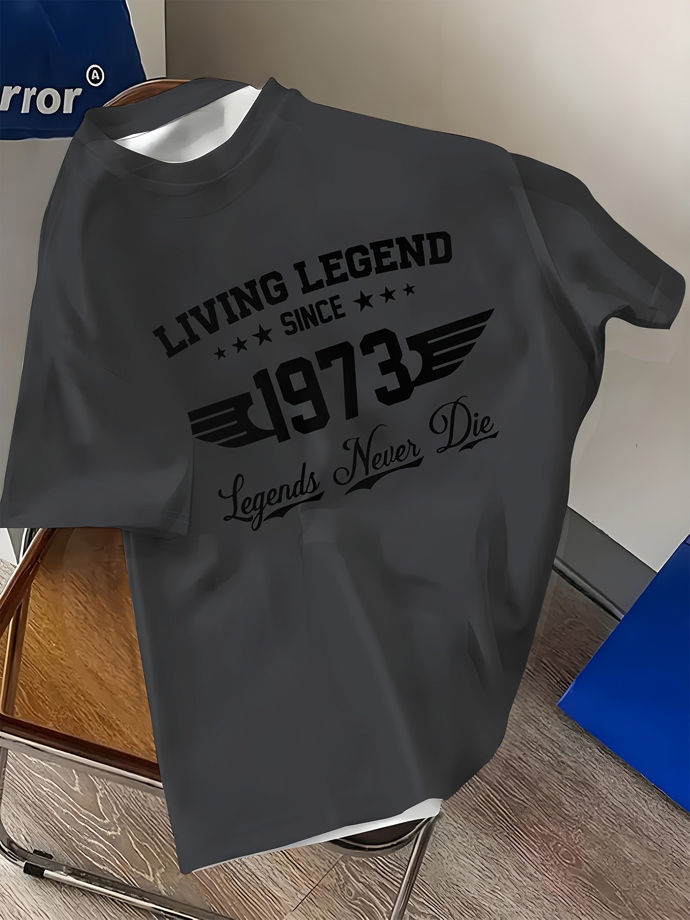 Men's "Living Legend 1973 to Present" Graphic T-Shirt - Grey 3D PrintCasual Summer Street Style Short Sleeve Crew Neck T-Shirt with rugged design. Features technical fabric for breathability, cooling comfort, quick-dry perfor