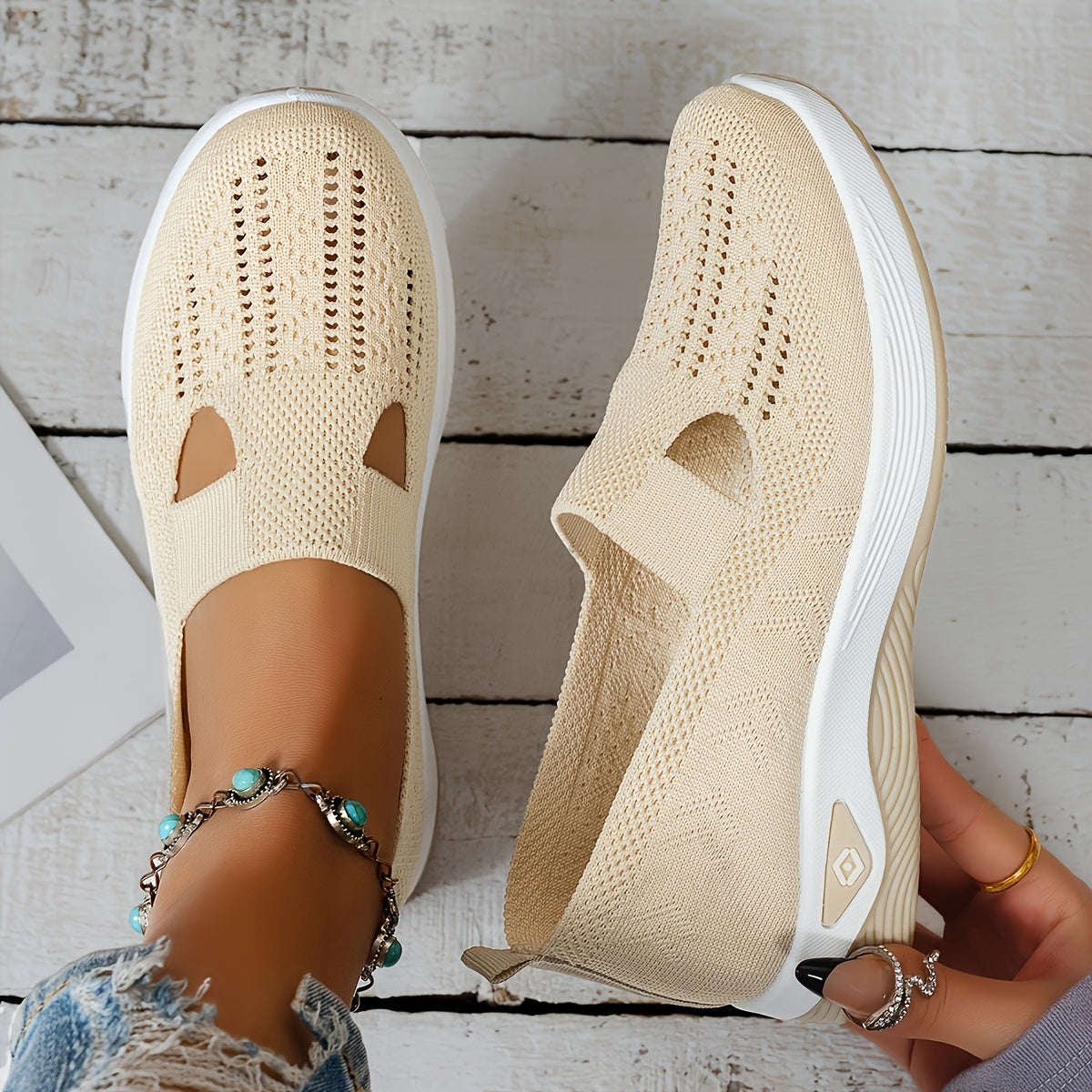 MZMQS Women's Breathable Mesh Slip-On Sneakers - Lightweight & Comfortable Walking Shoes with Rubber Sole and Fabric Insole - Versatile All-Season Footwear in Multiple Colors - Hand Washable, MZMQS