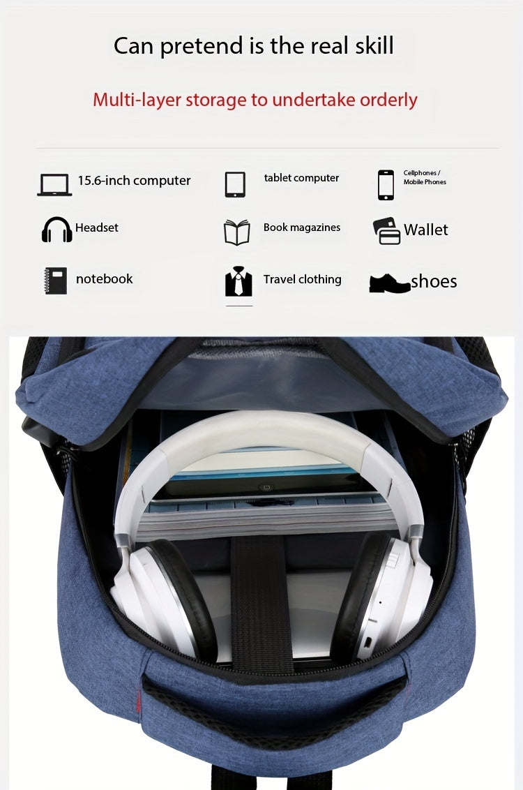 Large Capacity Reflective Oxford Cloth Backpack - Durable College & High School Student Bag with Adjustable Straps, Multiple Compartments, and Padded Laptop Area for Daily Commute & Business Use, Business Backpack | Sporty De