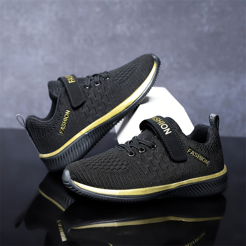 Youngsters' Breathable Knit Sneakers with Closure - Lightweight EVA Sole, All-Season Casual & Outdoor Running Shoes for Boys & Girls, Black, Youngsters Sneakers, Youngsters'S Footwear, Sporty Youngsters'S Footwear, Durable Yo
