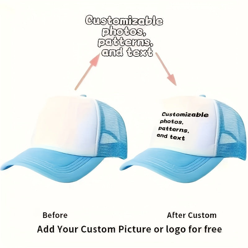 Custom Logo Trucker Hat - Adjustable Breathable Mesh Baseball Cap for Men, Outdoor Casual Wear, Durable Polyester with Personalized Design, Outdoor Headwear
