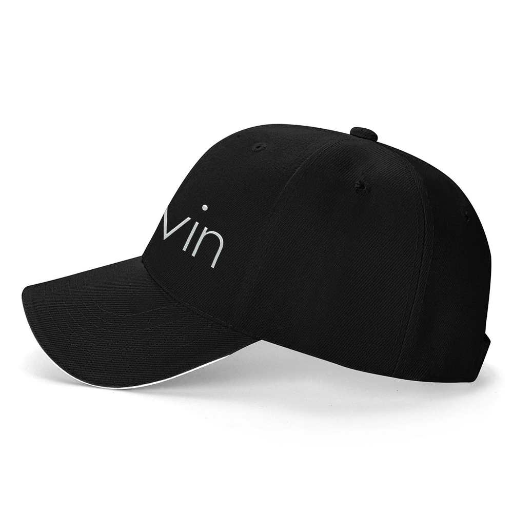 Men's Sporty Breathable Polyester Baseball Cap with Modern Metallic Calvin Text Pattern - Black & White Contrast Design for Fitness, Running, Couples Matching Hats, Fitness Accessory, Sleek Sporty Style, Comfortable Headwear