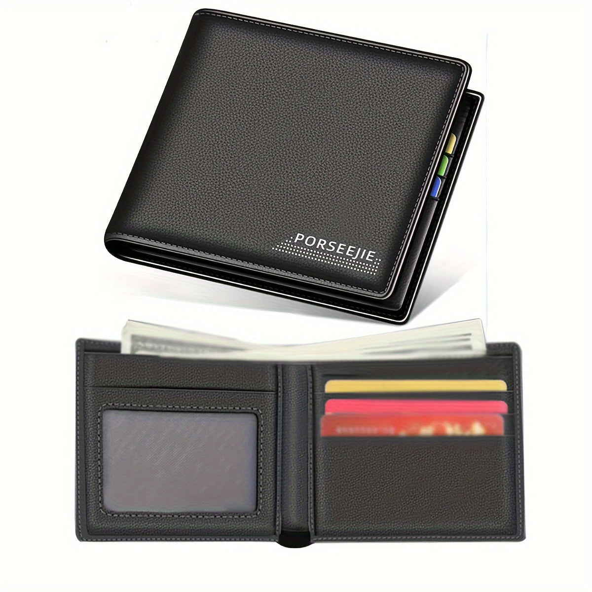 Men's PU Leather Wallet with Coin Pouch, Casual Style, Large Capacity, Ideal for Travel and Gifts - 1 Piece