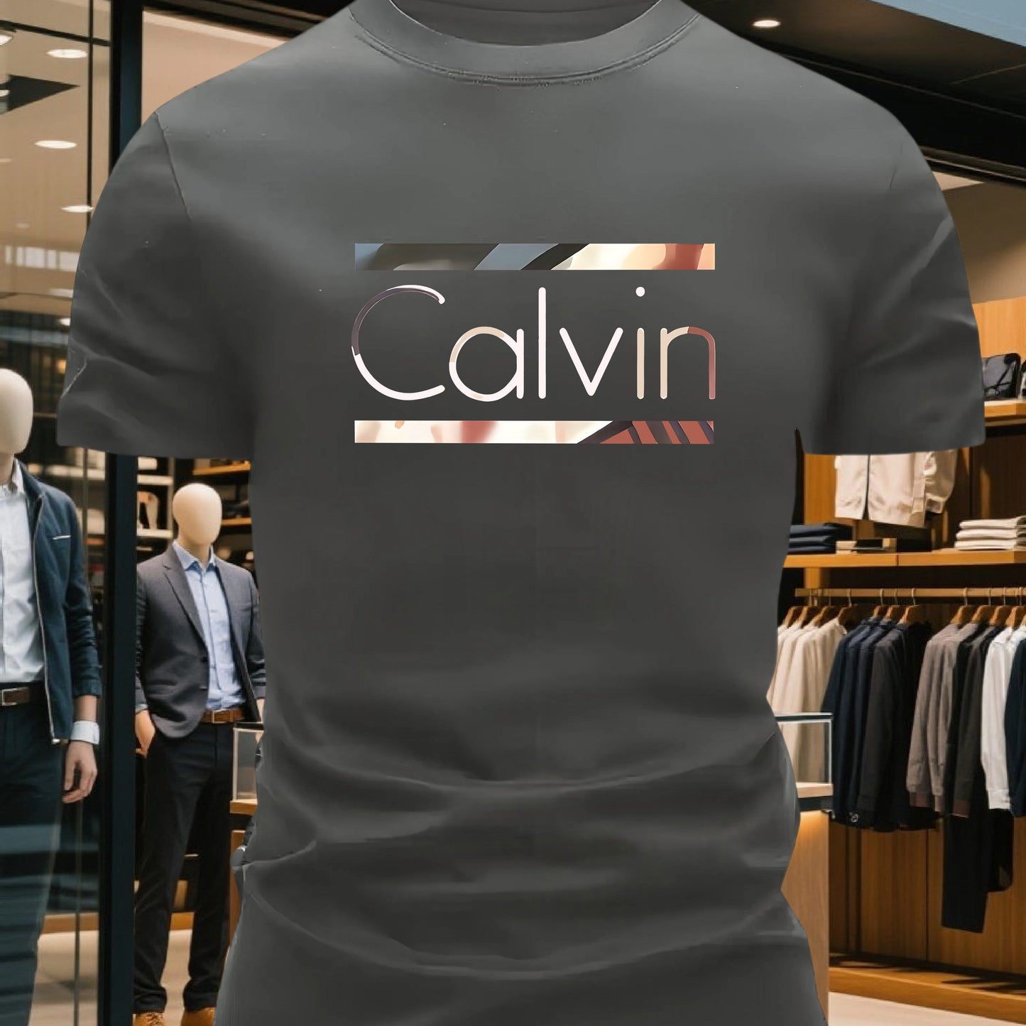 Men'S Bright Pink CALVI Graphic T-Shirt - Soft Breathable 100% Cotton Crewneck Tee, Everyday Casual Shirt for Office, Outings & Gym - Minimalist Modern Top, Comfortable Clothing, Stylish Letter Print, Durable Fabric, Short Sl