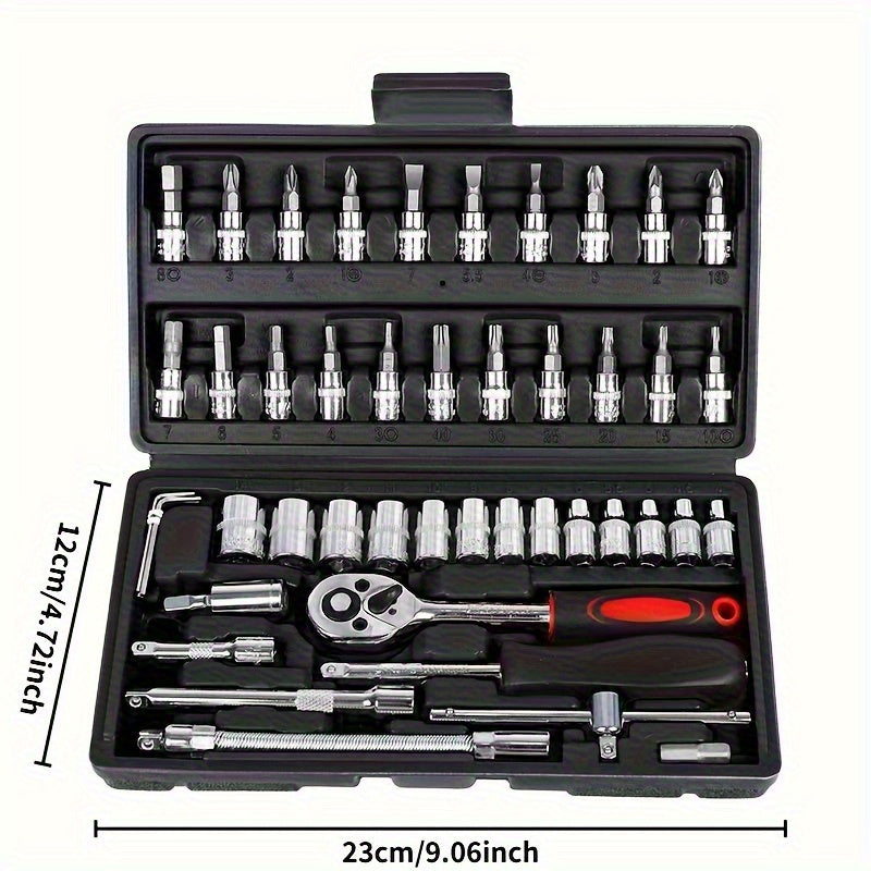 Multifunctional Integrated-Piece and 216pcs Car Repair Set, Suitable, Bicycles, Motorcycles Manual Wrench Socket Set, All-in-One Integrated Solution WY46&216-H4-0510-14