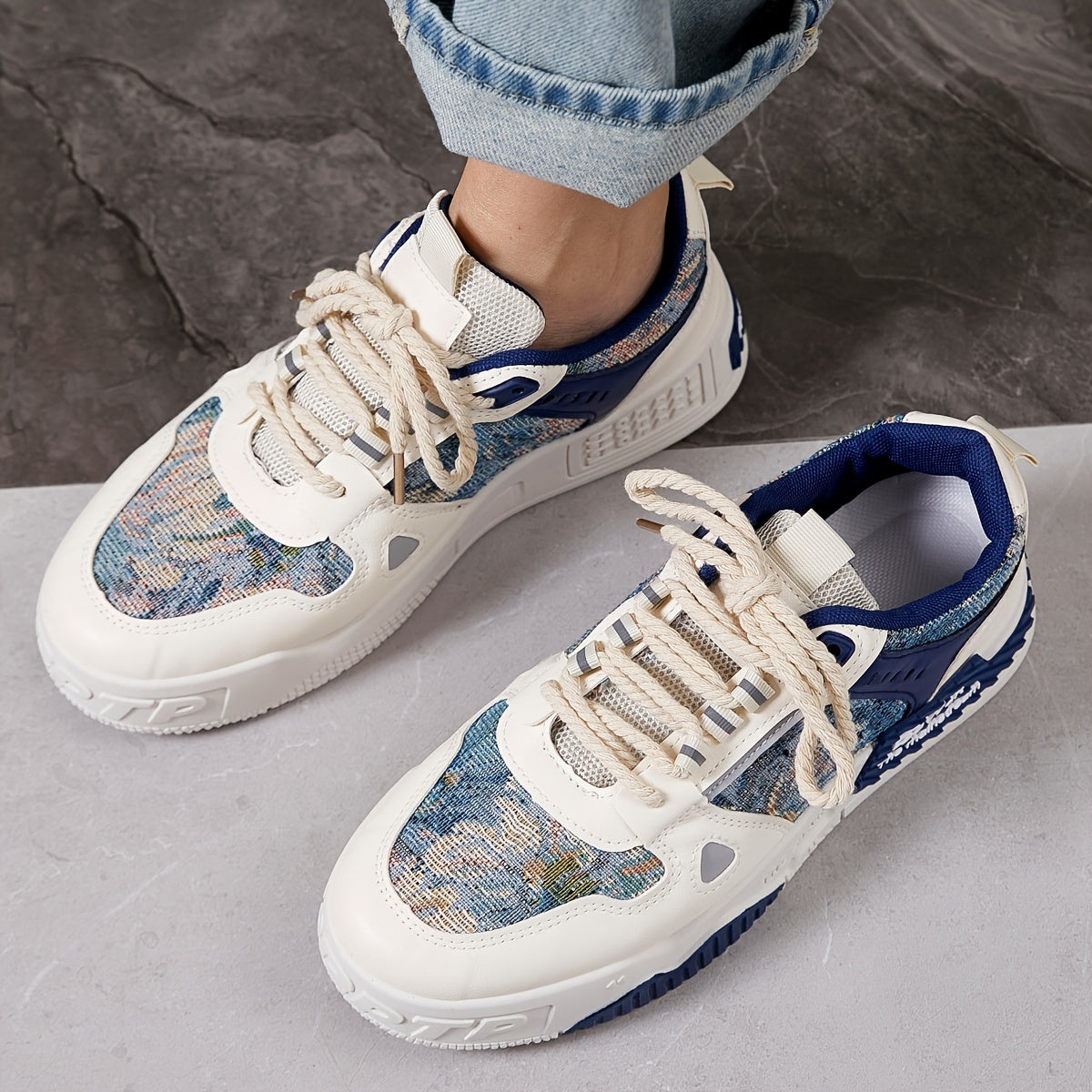 Men's Trendy All-Season Sneakers - Breathable, Non-Slip Casual & Sport Shoes with Thick Platform Sole, Lace-Up Design, Fashion Sneakers