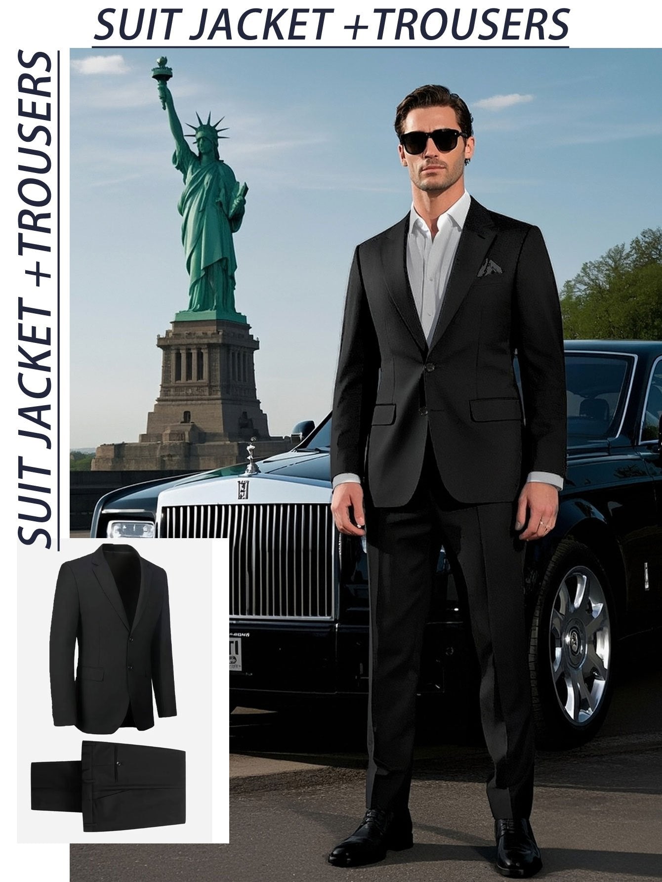 Men'S Formal Suit Set Featuring a Two-Button Lapel Jacket And Trousers. A Simple, Comfortable, And Classic Outfit for Adult Males, Suitable for Professional Office Wear, Elite Business Attire, And High-End Casual Suits. Ideal