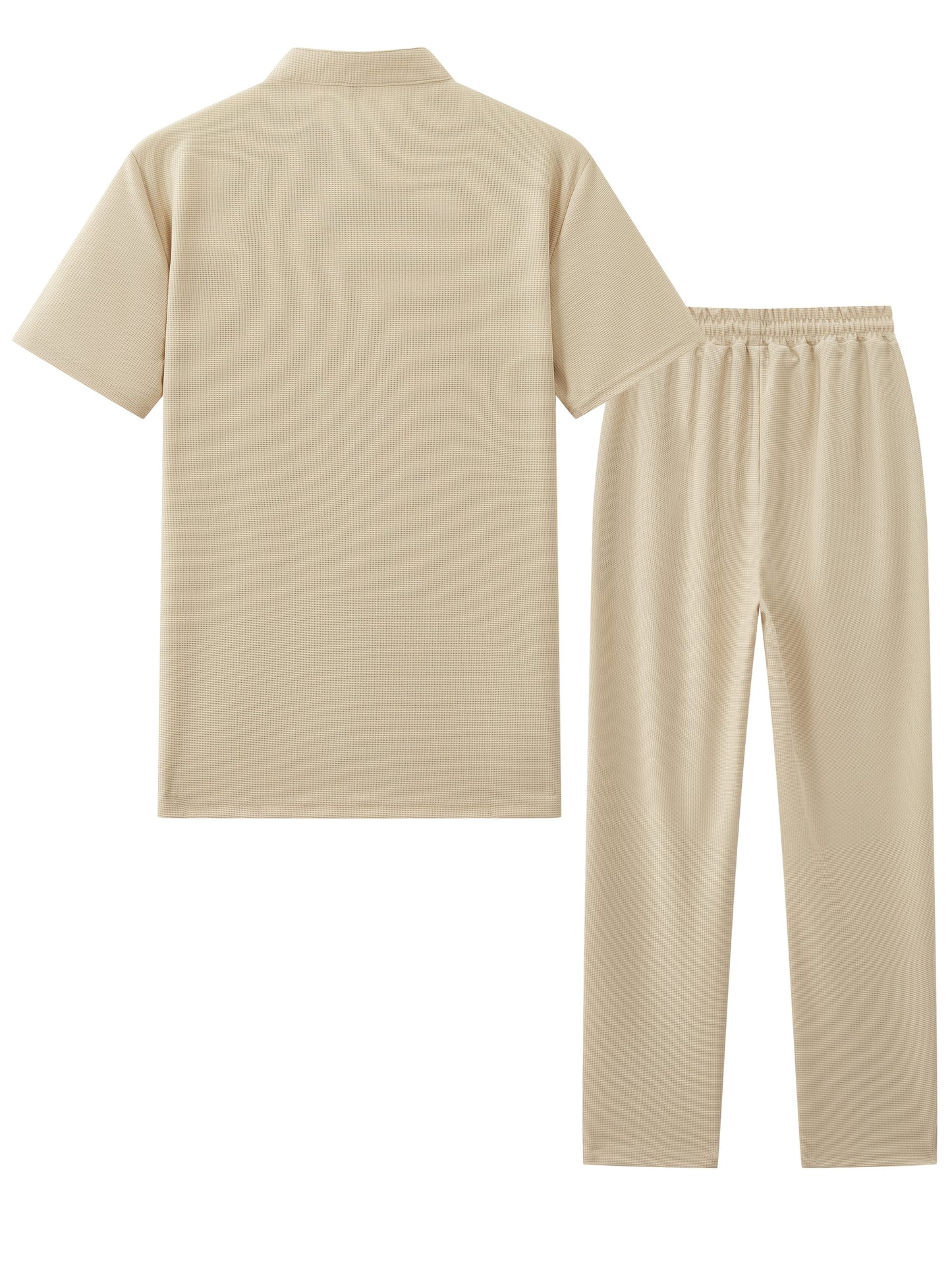 Men'S Two-Piece Set Featuring a Short-Sleeve Cardigan with Pockets And Drawstring Pocket Long Pants, Perfect for a Clean And Comfortable Summer.