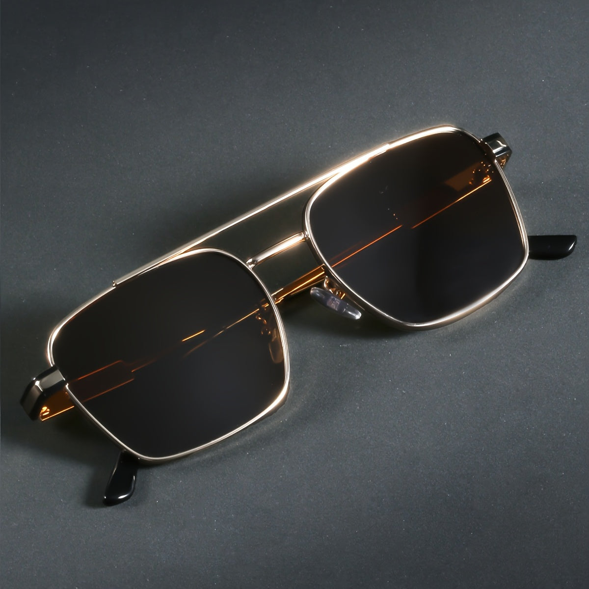 1pc Men'S Full-Rim Pilot Glasses - Stylish Black Frame with Chrome Accents, Polycarbonate Lenses, Perfect for Casual & Business Attire, Everyday Fashion Glasses | Pilot Style | Durable Glasses