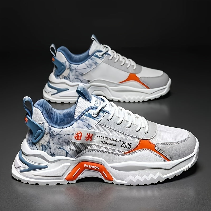 Men's Versatile Color Block Skate Sneakers - Comfortable, Non-Slip, Durable Lace-Up Canvas Shoes with Rubber Sole for All Seasons