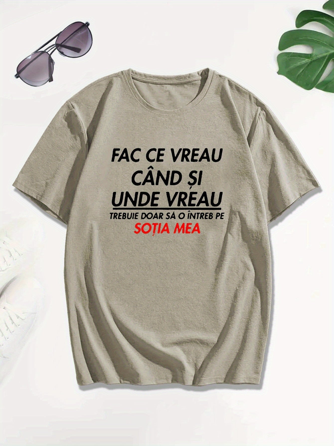 Men's Romanian Quote Short Sleeve T-Shirt - "Face Ce Vreau Cand Si Under Breath" Print, Lightweight Polyester, Casual Summer Top, Round Neck, Machine Washable, Machine Washable Tee | Bold Text Tee | Lightweight Material