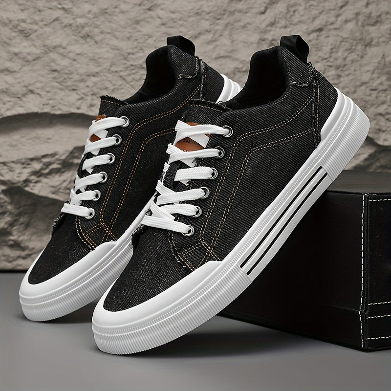 Men's Casual Sneakers - Lightweight Breathable Canvas & PVC Sole, Low-Top Lace-Up Round Toe Design for Outdoor Hiking, Streetwear & Daily Wear - All-Season Versatile Comfortable Shoes, Versatile Sneakers | Lowtop Sneakers | D