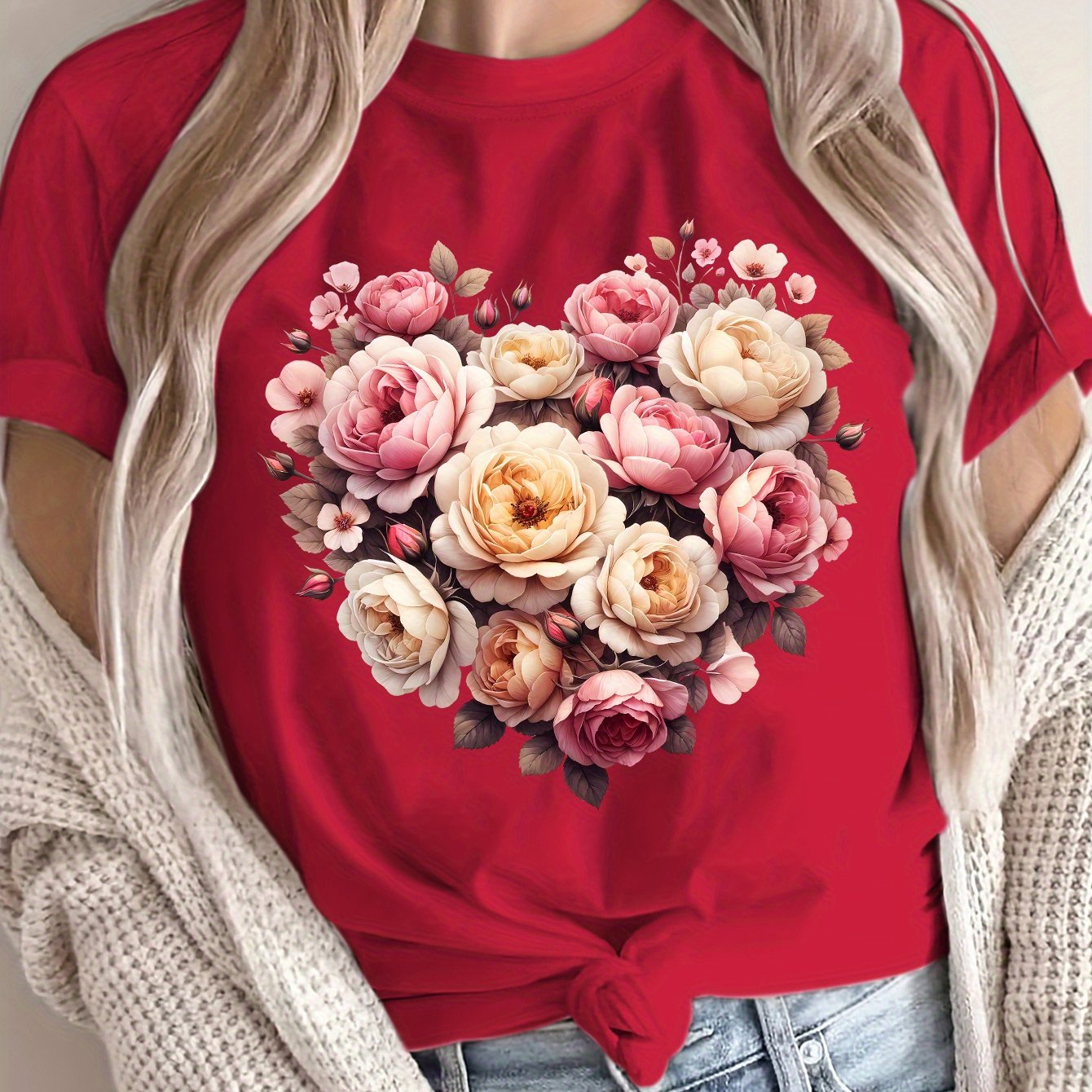Summer Women'S Front Printed Short-Sleeved T-Shirt, Comfortable And Breathable Fabric, Casual And Sporty Style, Suitable for Spring And Summer