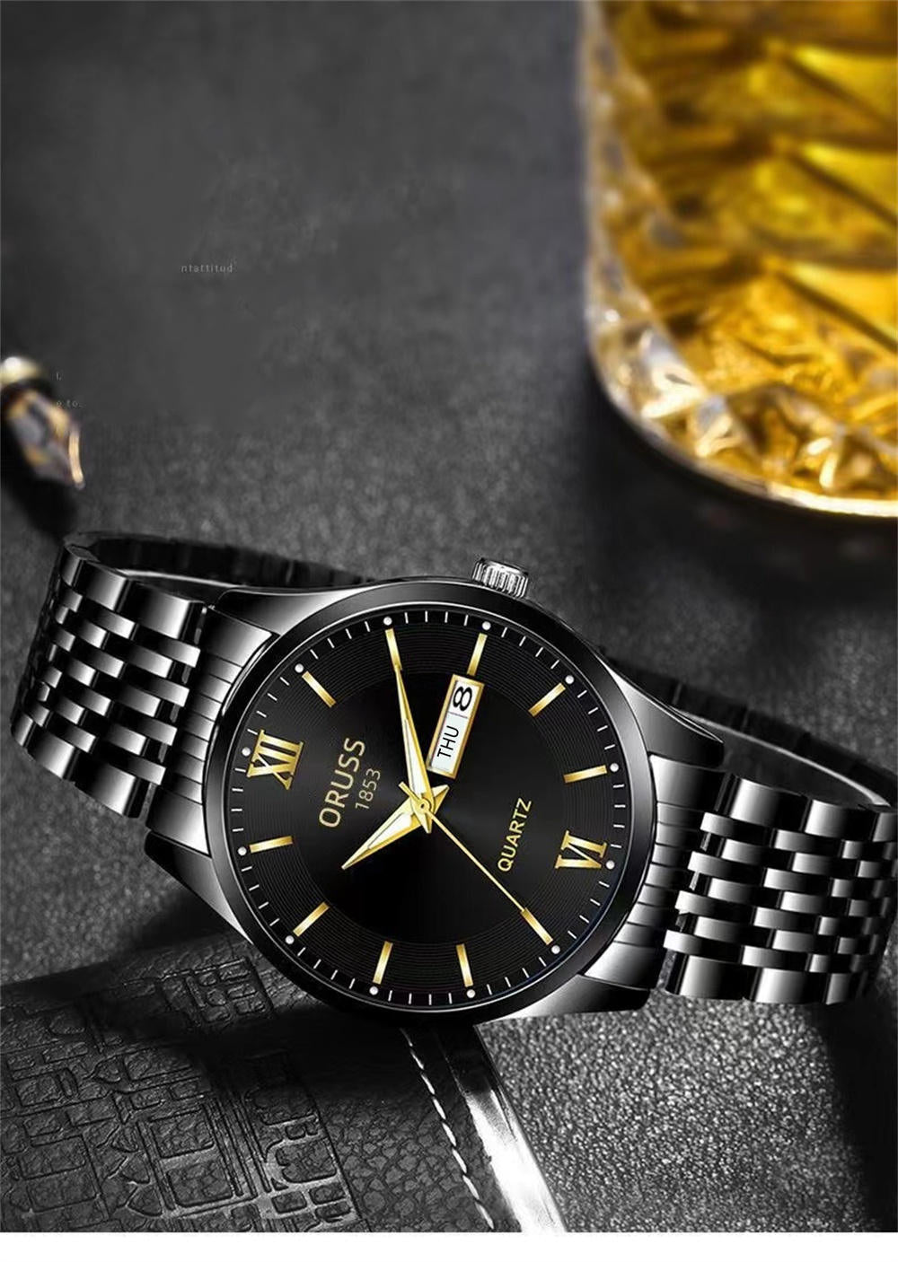 Men's watch calendar high-grade handsome fashion new trend steel watch jazz gentleman all Men's watch