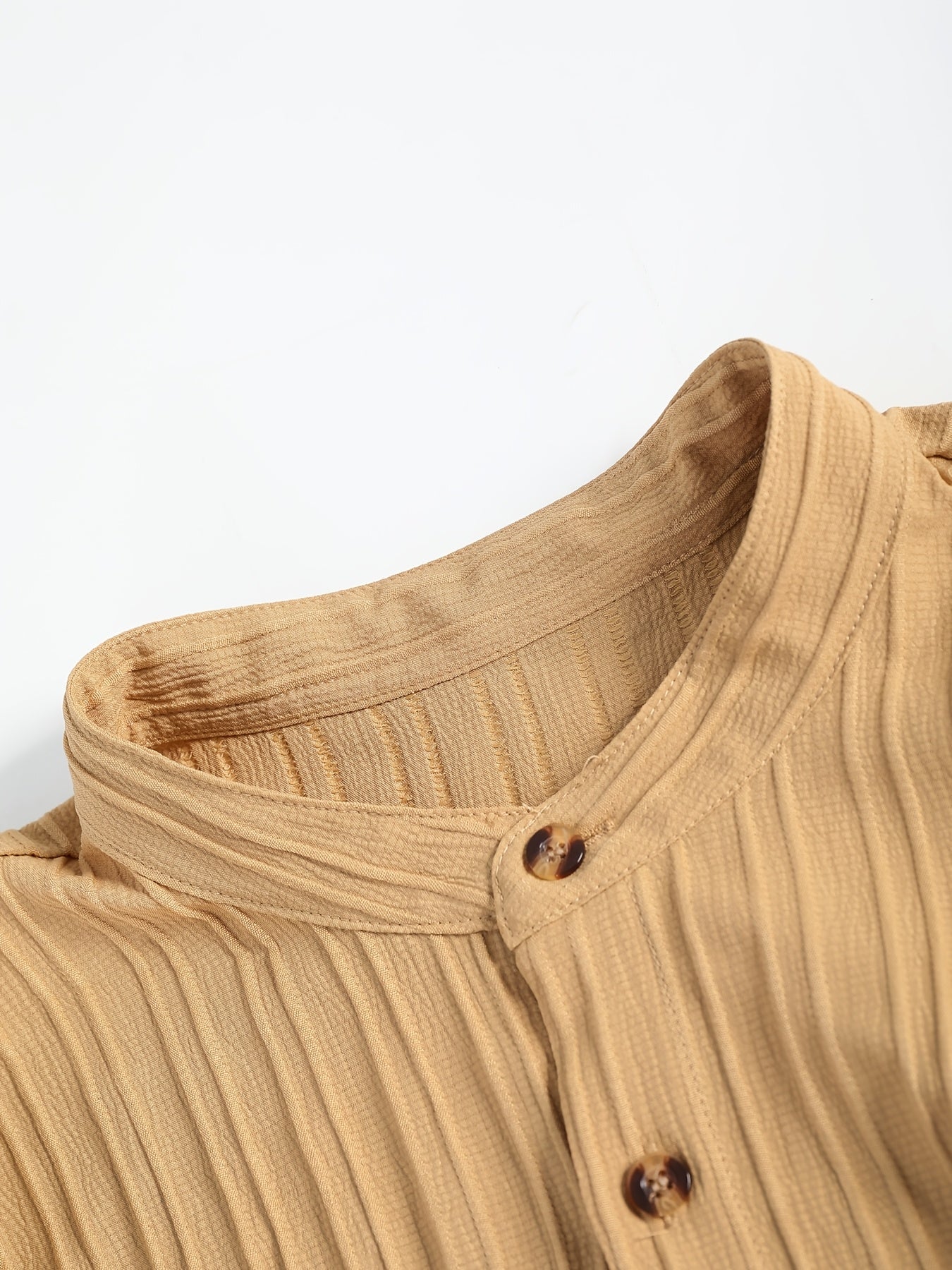 Men'S Two-Piece Set Featuring Textured Fabric, Versatile Long-Sleeve Shirt with Ear Loops, And Loose Drawstring Casual Pants.