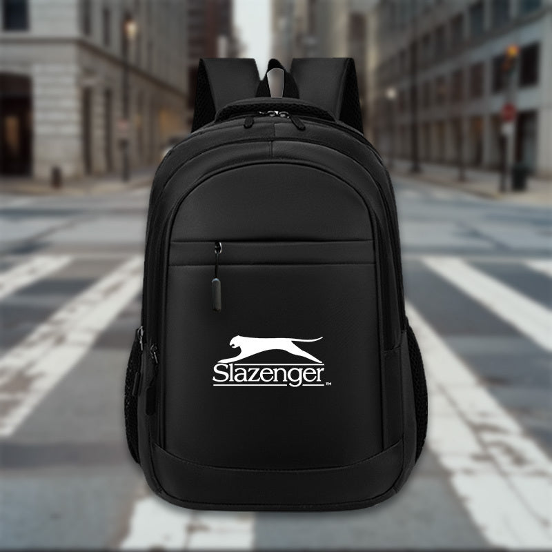 Slazenger R40 Casual Backpack - Sleek Black with White Logo, Durable Fabric, Multiple Compartments & Padded Shoulder Straps for Daily Commute, Travel, School, Work, Backpack for Travel, Urban Carry, Versatile Bag, Sturdy Cons