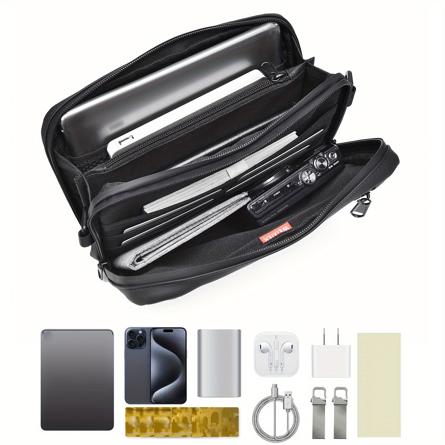 WEIXIER Unisex Fashion Messenger Bag, Shoulder Satchel with Detachable Strap, Polyester Lined, Business Briefcase for Commuting & Outdoor, Ideal Gift for Husband Or Boyfriend