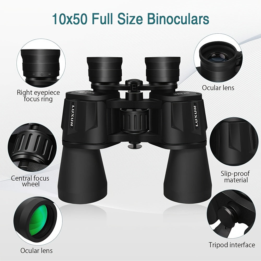10X50 High Magnification Binoculars - Professional HD Optics for Concerts, Bird Watching, Sports Events & Hunting, Includes Portable Bag & Shoulder Strap, Durable Rubber Material, Compact Design for Easy Travel, Concerts, Bir