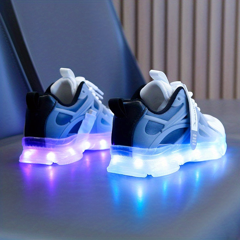 Rechargeable Glow-in-the-Dark Shoes for Kids - Colorful Neon Sneakers with Light-Up Design, Lightweight & Durable for Street Dance, Nighttime Play, and Casual Wear, Shoes for Girls, Street Dance Footwear, Vibrant Neon Accents