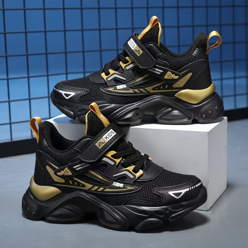 Boys' Breathable Mesh Sneakers - Casual Fashion Sneakers with Hook-and-loop Fastener Closure, Perfect for Spring/Fall, Youngsters