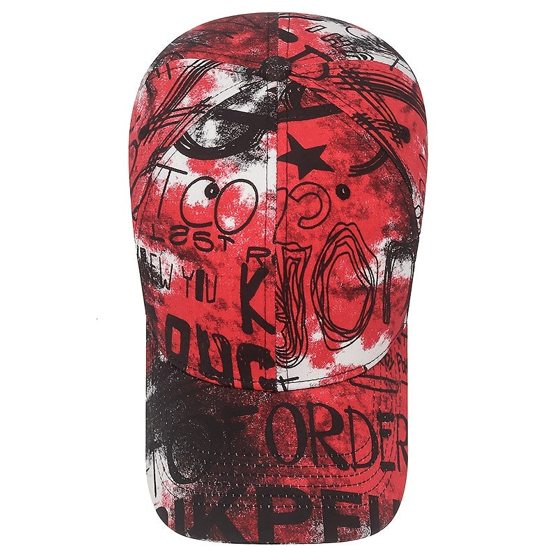 Graffiti Floral Fabric Baseball Cap for Both Men And Women, a Trendy Streetwear Sunshade Hat.