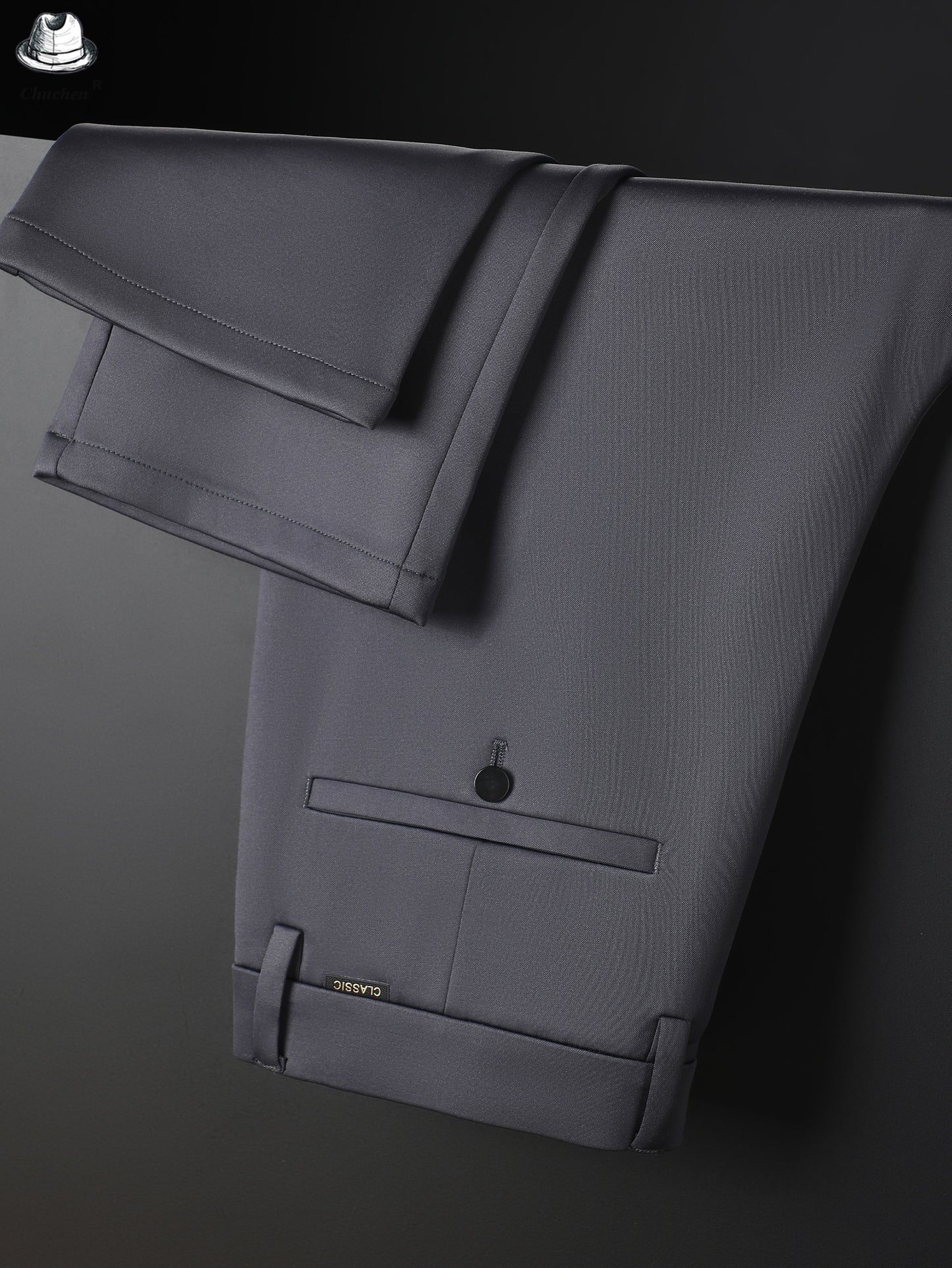 Men's Classic Black Business Dress Pants - Stretch Nylon Blend, Machine Washable, Regular Fit for Office & Formal Wear, Professional Clothing | Regular Fit Suit | Nontransparent Material, Pant Suits