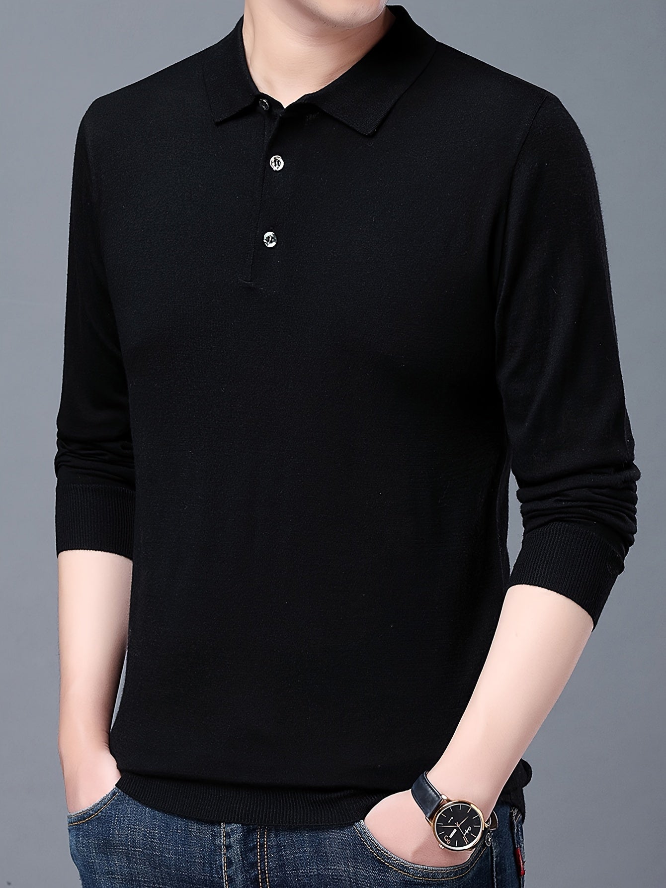 Men's 6% Wool Blend Thermal Long Sleeve Sweater Shirt - Anti-Pilling Casual Button-Up Collar Top for Layering, Soft Warm Pullover for Spring Fall Winter Outdoor & Casual Attire, Antipilling Fabric