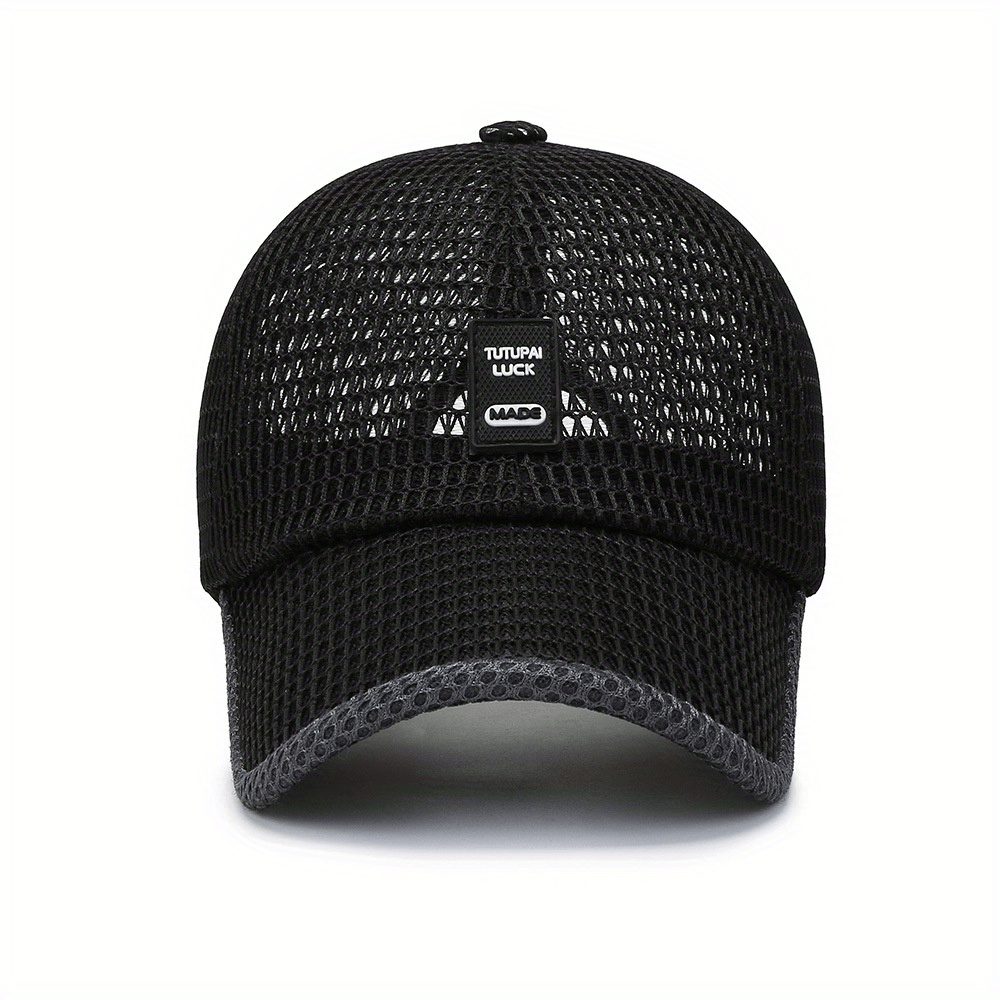 2pcs Unisex Quick-Dry Breathable Mesh Baseball Caps - Adjustable Lightweight Summer Sun Hats with Geometric Textured Design for Outdoor Sports, Football Games & Casual Streetwear (Black & Gray), Game Day Accessories, Durable