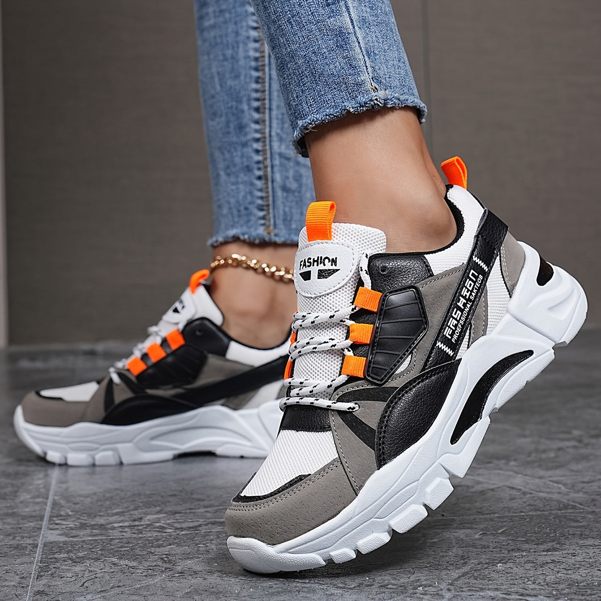 Women's Fashion Sneakers Geometric Pattern Low-Top with EVA Sole, Lace-Up Casual Sports Shoes, Hand-Washable Fabric Inner, All-Season Comfort Footwear with Plain Toe Design