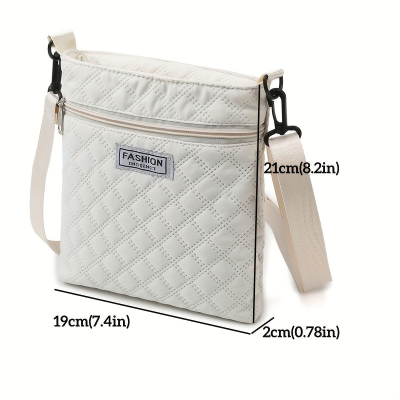 Lightweight Quilted Women's Shoulder Bag with Adjustable Strap – Elegant Solid Color, Detachable Strap, Zipper Closure, Ideal for Daily Use and Travel