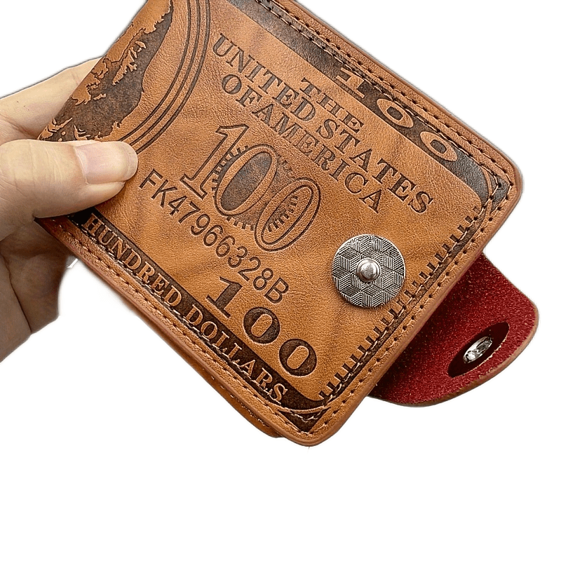 Men's Dollar Bill Print PU Leather Wallet, Street Style Fashion Accessory with Snap Closure