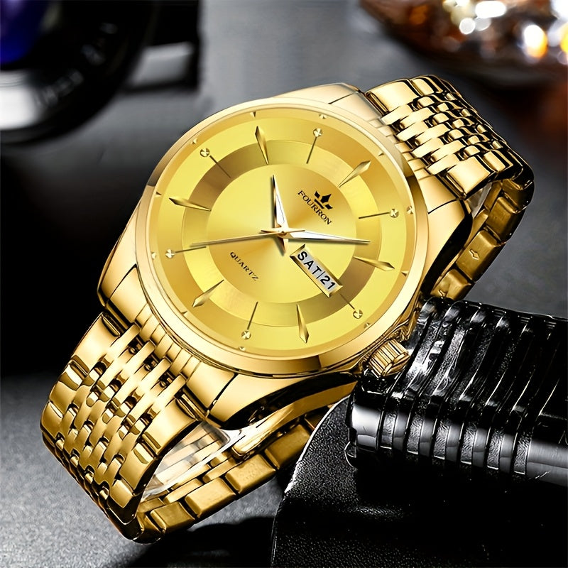 A New Stainless Steel Men's Quartz Watch With A Calendar And Luminous Function, A Fashionable Wristwatch, A Gift For Relatives And Friends' Birthdays Or Holidays, A Brand With An Electronic Movement, A Fully Automatic Busines