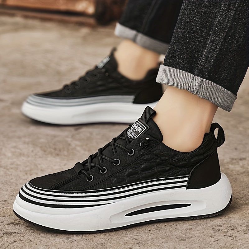 Men's Slip-On Casual Sneakers - Breathable Comfortable Low-Top Shoes with Elastic Panels, PU Upper & PVC Sole for Outdoor Hiking, Running, Daily Wear - All-Season Versatile Streetwear, Hiking Street Shoes, Modern Street Shoes